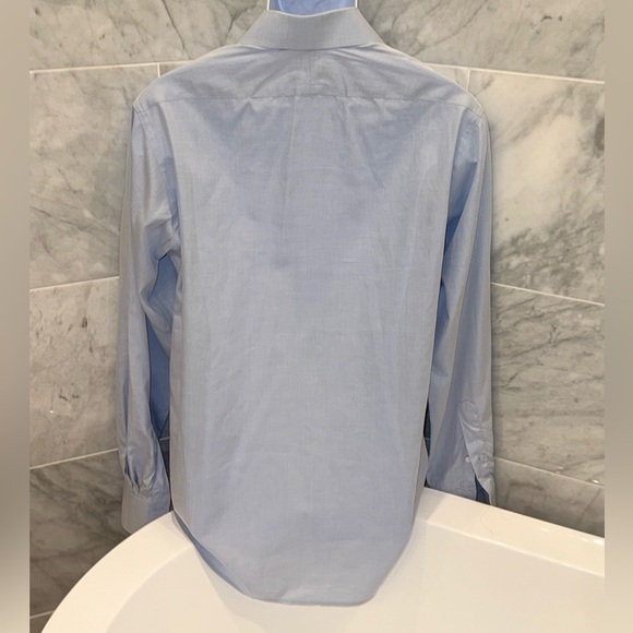 Ike Behar French Dress Shirt Blue Long Sleeve Mens cotton size 16 - Picture 4 of 9